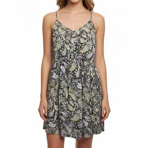 Billabong Black and Yellow Paisley Midi Dress